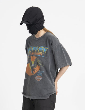 America Eagle Vintage Washing Short Sleeve T-Shirt